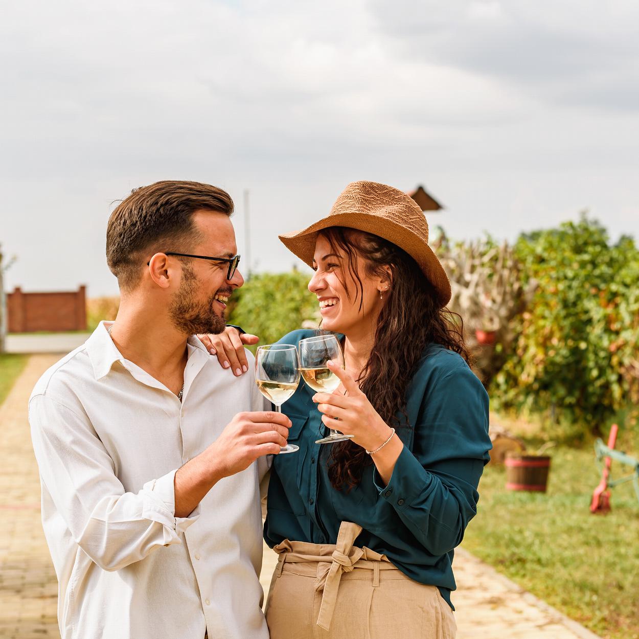 Couple at vineyard in South Africa